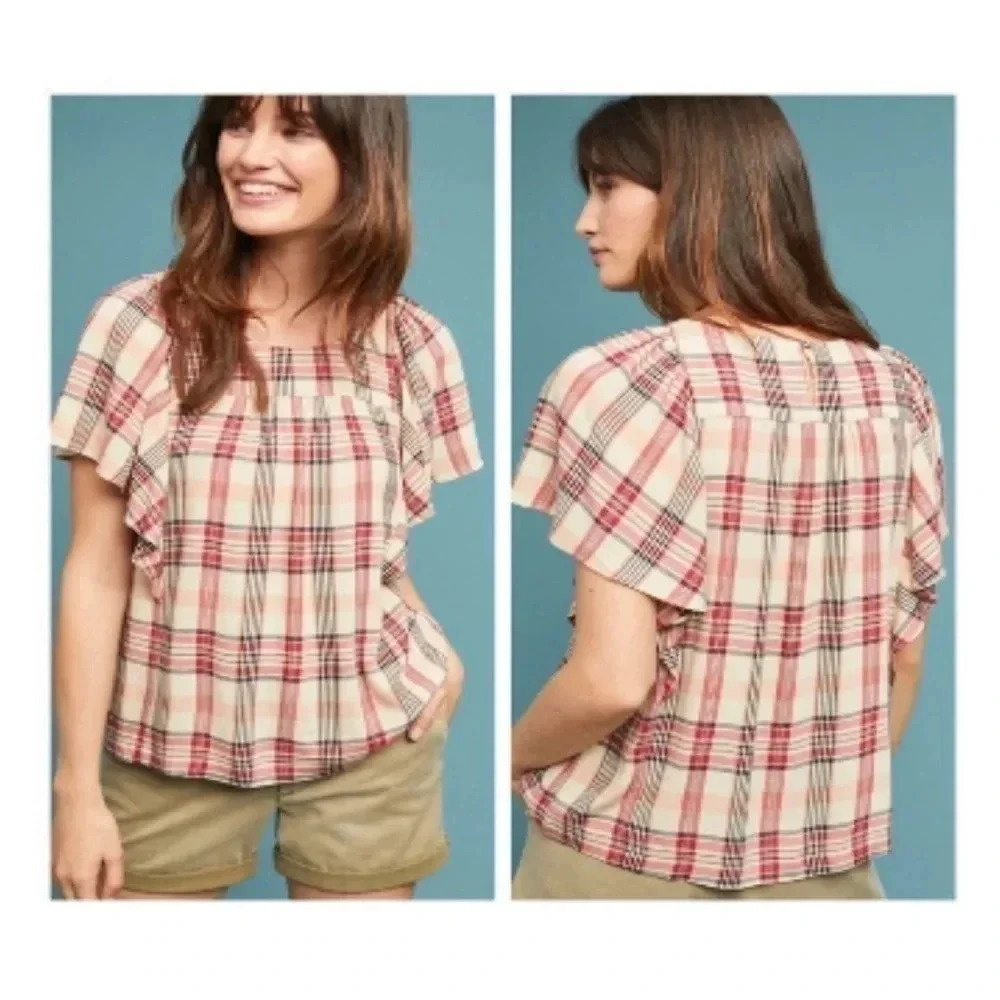 Anthropologie Maeve Priscilla Plaid Women’s Blouse Size Small